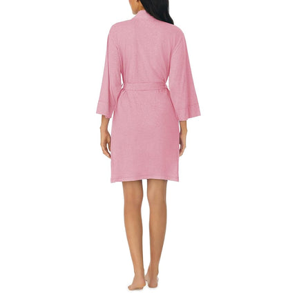 Nautica Robe de chambre douce pour femme - Longueur au-dessus du genou, manches 3/4, légère - Vêtement de nuit et de détente en jersey de coton, Rose chiné, M