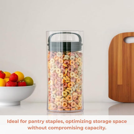 Evak Fresh Medium - Tall (2.2L), Airless Canister with Black handle, Clear