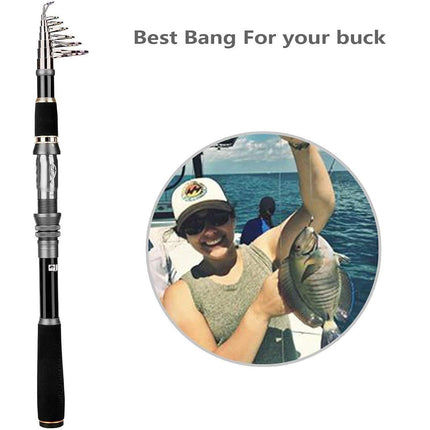 PLUSINNO Telescopic Fishing Rod Pole Spinning Fishing Rod Carbon Fiber Travel Rod for Saltwater Freshwater Rods 1.8M 5.91Ft (ONLY Fishing Rod not Include Reel)