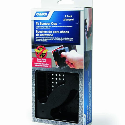 Camco No Insect RV Bumper Cap | Features Vent Holes | Squeeze Grip for Easy Installation and Removal | Durable Construction | (40325)