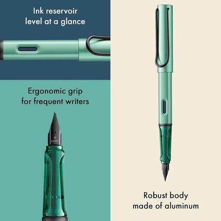 LAMY AL-star mint - Fountain Pen with ergonomic grip & polished steel nib in size F - lightweight aluminum body - including LAMY T 10 blue cartridge - Right-Handed