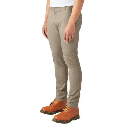 Dickies Men's Skinny Straight Double Knee Work Pants - Durable, Slim Fit, Industrial Uniform & Workwear, Desert Sand, 40W x 32L