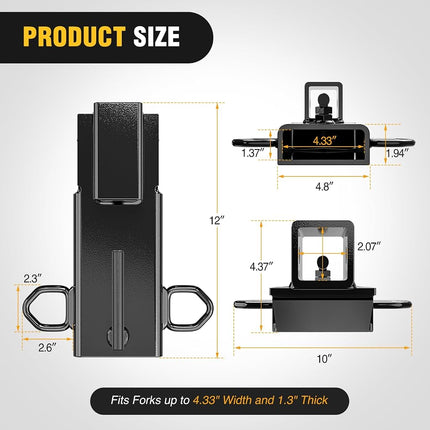 Nilight Forklift Trailer Hitch Attachment Fits 2 Inch Receiver Clamp on Pallet Fork Trailer Towing Adapter with Safety Chain & 5/8” Hitch Pin Clip Black