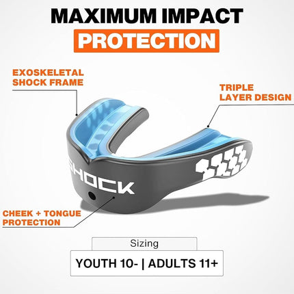 Shock Doctor Gel Max Flavor Fusion Convertible Mouth Guard, Blue Raspberry, Youth