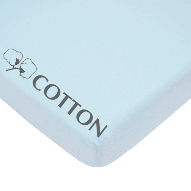 American Baby Company Fitted Pack N Play Playard Sheet 27" x 39", Soft Breathable Neutral Cotton Jersey Pack and Play Sheet, Blue, for Boys and Girls, Fits Most Mini Crib Mattresses