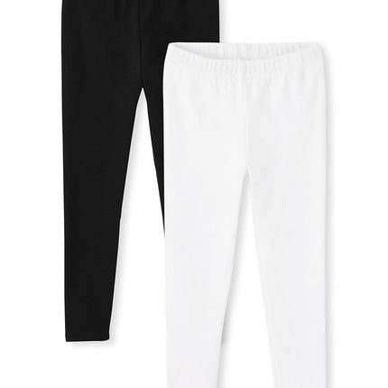 Gymboree Girls' and Toddler Leggings, Black/White 2-Pack, 2T