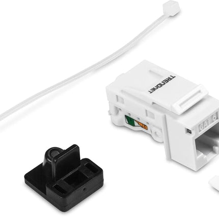 TRENDnet Cat6 Keystone Jack – 50-Pack, 90° Angle Termination, Colour-Coded Labelling for T568B Wiring, TC-K50C6