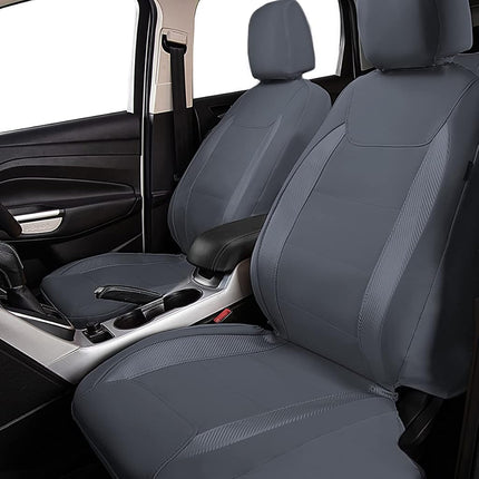 Universal Car Seat Covers for Car Auto SUV Full Set Airbag Compatible Carbon Fiber Leather Rear Split 40/60 50/50 60/40 Elegant (Grey, Low Back - Full Set)