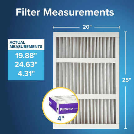Filtrete 20x25x4 AC Furnace Air Filter, MPR 1550 DP, Healthy Living Ultra Allergen Deep Pleat, 2-Pack (exact dimensions 19.88 x 24.63 x 4.31)