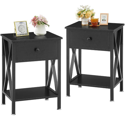 VECELO End Tables, Modern Nightstand with Drawer &