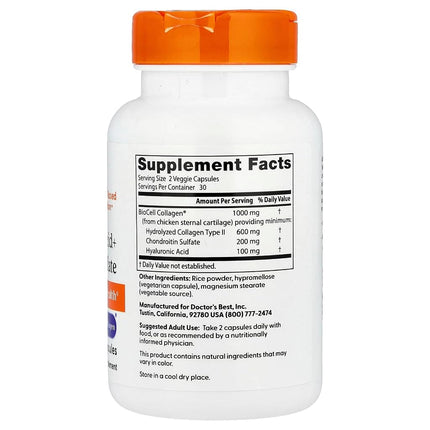 Doctor's Best Hyaluronic Acid with Chondroitin Sulfate, Non-GMO, Gluten Free, Soy Free, Joint Support, 60 Caps