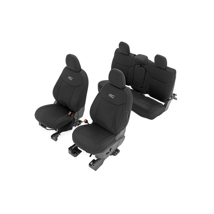 Rough Country Neoprene Seat Cover Set for Ford Maverick (2022-2024) - Fits Models with Folding Armrest, Includes (4) Headrest Covers