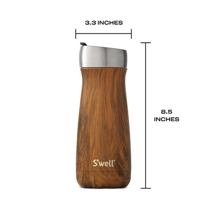 S'well Stainless Steel Traveler Bottle with Commuter Lid - 16 Fl Oz - Teakwood - Triple - Layered Vacuum - Insulated Containers Keeps Drinks Cold for 24 Hours and Hot for 6 - BPA - Free Water Bottle