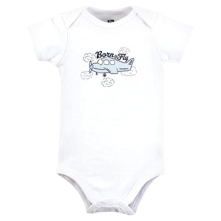 Hudson Baby Bodysuits de algodón unisex para bebés, Born to Fly, 0-3 Meses