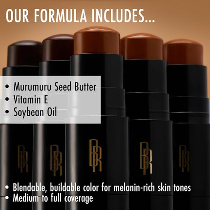 Black Radiance Color Perfect Foundation Stick with Soft Brush Applicator Duo – Buildable, Blendable Versatile Pigment-Rich Formula - Cocoa Bean