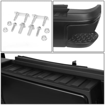 DNA MOTORING Rear Bumper Compatible with 15-19 Silverado/Sierra 2500HD 3500HD, With Single Rear Wheels, Black, STEPBUM-10053