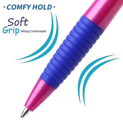 Sikao Ballpoint Pens Blue Pens 60 Pcs Grip Slim Push Pens Multipack Blue Ink Medium Tip 1.0mm Smooth Writing Ballpoint Pen School Office Box of Pens