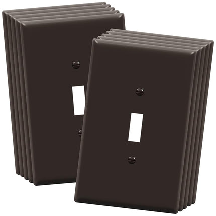 Placa de pared para interruptor de palanca ENERLITES, cubierta de interruptor jumbo, extragrande de 1 unidad de 5.5" x 3.5", termoplástico de policarbonato irrompible, 8811O-BR-10PCS, marrón, paquete de 10