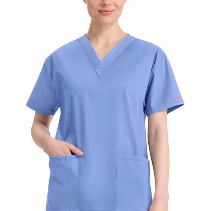 Dickies Men's Signature V-Neck Scrubs Shirt, Teal Blue, XXL