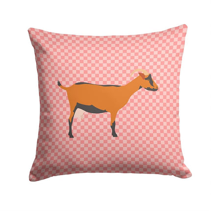 Caroline's Treasures BB7888PW1414 Oberhasli Goat Pink Check Fabric Decorative Pillow Machine Washable, Indoor Outdoor Decorative Pillow for Couch, Bed or Patio, 14Hx14W