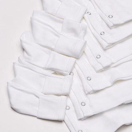 Gerber Baby Girls' 6-Pack Long-Sleeve Side-snap Mitten-Cuff Shirt, White, Newborn