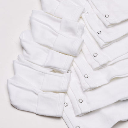 Lot de 6 hauts à manches longues avec boutons-pression latéraux et poignets moufles pour bébé fille Gerber, blanc, nouveau-né