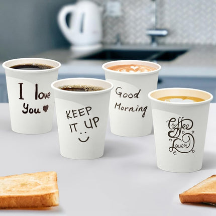 Dealusy 100 Count Coffee Cups 8 oz, Leak-Free Food Safe Paper Cups 8 oz, Hot Cups, Disposable Hot Coffee Cups 8oz