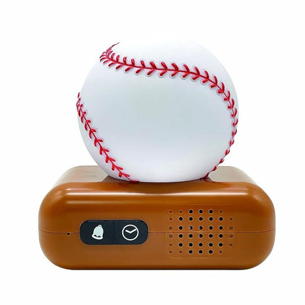 LEXiBOOK Baseball Nightlight Alarm Clock, Sounds and Melodies, LCD Backlit Screen, Luminous, Snooze, Brown/White