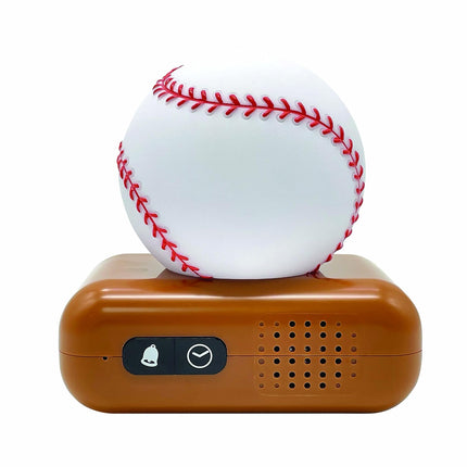 LEXiBOOK Baseball Nightlight Alarm Clock, Sounds and Melodies, LCD Backlit Screen, Luminous, Snooze, Brown/White