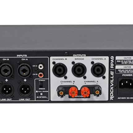 Rockville RPA9 3000 Watt Peak / 1500w RMS 2 Channel Power Amplifier Pro/DJ Amp
