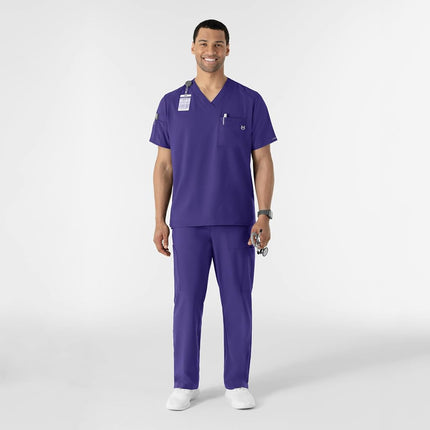 WonderWink Mens Men's V-Neck Scrub Top, Grape, 5X