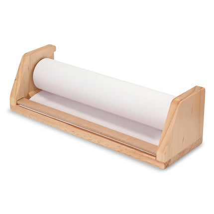 Dispensador de rollo de papel de mesa de madera Melissa & Doug con papel blanco bond (30,5 cm x 22,8 m) para dibujar, arte y manualidades para niños