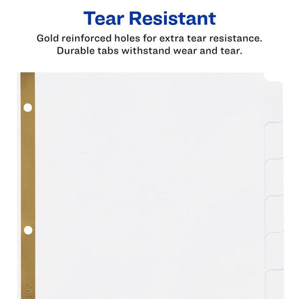 Avery 8-Tab Binder Dividers, Write & Erase White Big Tabs, 48 Sets (23078)