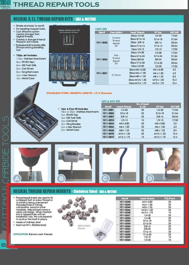 HHIP 1011-0254 5/16-24 Wire Thread Inserts