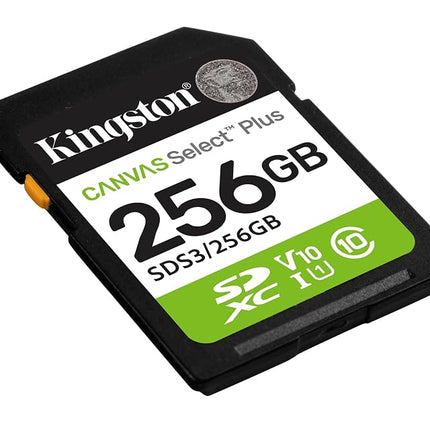 Kingston Canvas Select Plus SD Memory Card 256GB SDXC Gen3 150MB/s C10 UHS-I U1 V10 - SDS3/256GB