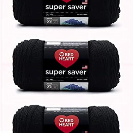 Red Heart Super Saver Pack of 3 - Black - 7oz/198g