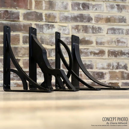 Ekena BKTM01X05X08SGL Galveston Wrought Iron Bracket, Steel, 1 1/2" W x 5 1/2" D x 8" H (Single Center Brace)
