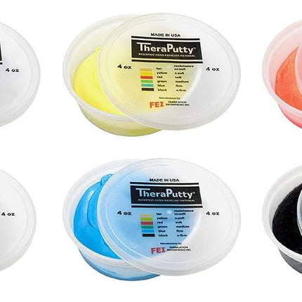 CanDo TheraPutty Standard Hand Exercise Putty For Rehabilitation, Exercises, Hand Therapy, Occupational Therapy, Hand Strengthening, Improve Motor Skills, Stress Relief, 6 Piece Set (Tan, Yellow, Red, Green, Blue, Black)