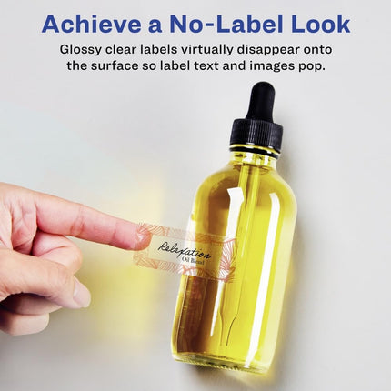 Avery Glossy Clear Rectangle Labels with Sure Feed, 5" x 1.75", 8,000 Glossy Clear Labels, Laser/Inkjet Printable Labels