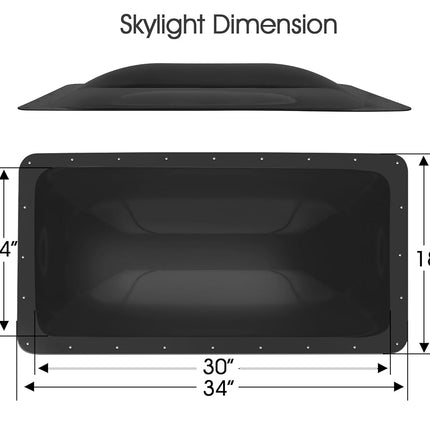 XMK 18" x 34" RV Skylight Replacement Cover Fit 14" x 30" Skylights Opening