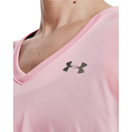 Under Armour Women's Tech V-Neck Short-Sleeve T-Shirt, (647) Prime Pink / / Metallic Silver, X-Small