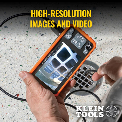 Klein Tools ET18 Plumbing Borescope with 5.5 mm 4.9-Foot Armored Waterproof Gooseneck Snake, LEDs, 4.3-Inch LCD, Endoscope Inspection Camera
