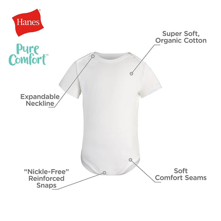 Lot de 3 bodys à manches courtes Pure Comfort pour bébés Hanes, bodys pour bébés, garçons et filles, bleu/vert, 6 MOIS