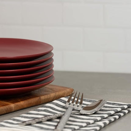 10 Strawberry Street Wazee Matte 8.25" Coupe Salad Plate, Set of 6, Red