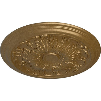 20"OD x 1 1/2"P Damon Ceiling Medallion (Fits Canopies up to 3 3/8"), Hand-Painted Pale Gold