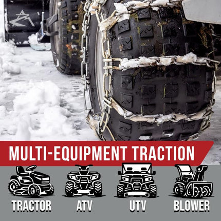 The ROP Shop Pair of 2 Link Tire Chains & Tensioners 16x6.5x8 for Snow Blowers, Lawn & Garden Tractors, Mowers & Riders, UTV, ATV, 4-Wheelers, Utility Vehicles