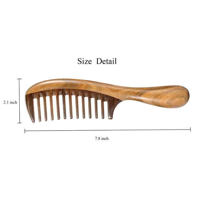 Peigne en bois Louise Maelys à dents larges pour cheveux bouclés, démêlant, en bois de santal