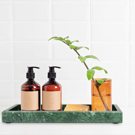Marble Bathroom Vanity Tray, Green, 12"x 5" x1.2"