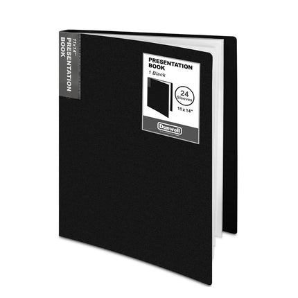 Dunwell 11x14 Binder with Sleeves - (Black), 24 Pockets Display 48 Pages, Large Folder with Plastic Sleeves, 11 x 14 Presentation Book with Protector Sleeves, Kids Art Portfolio 14x11, Clear Pages