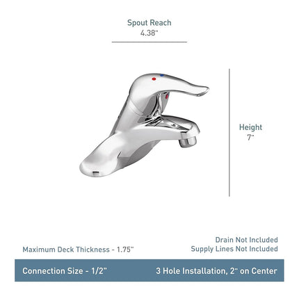Moen L4605 Chateau - Grifo de baño de un solo mando sin conjunto de desagüe, cromado